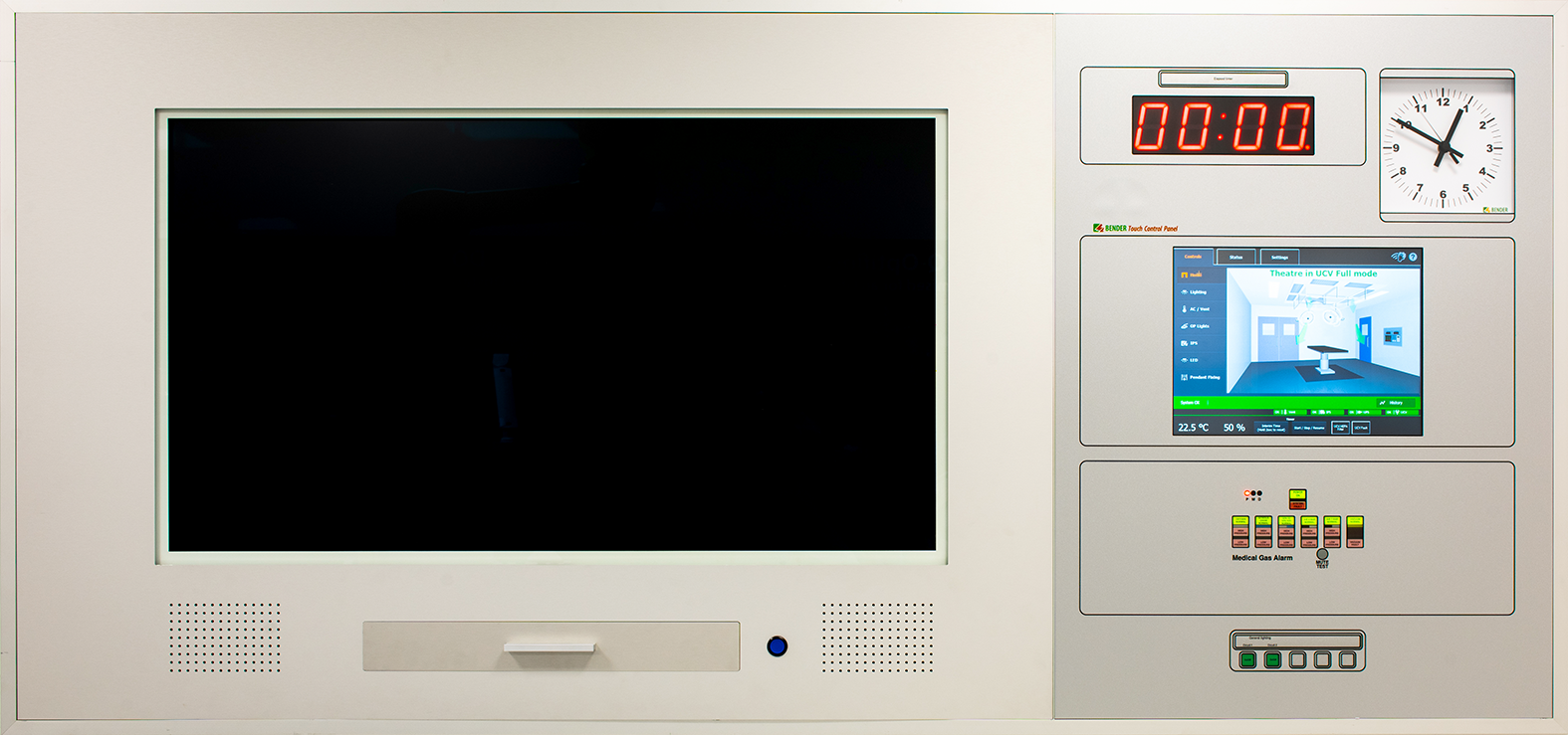 Conventional theatre control panel with PACS